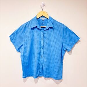 FOXCROFT Blue polka dot button down shirt